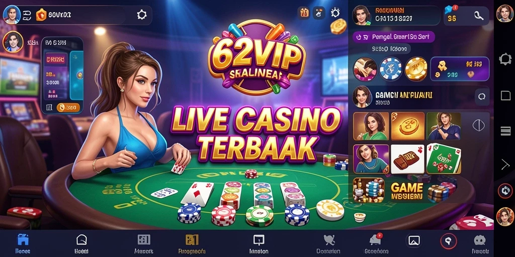 Tampilan gameplay Live Casino di 62VIP yang menampilkan dealer langsung.