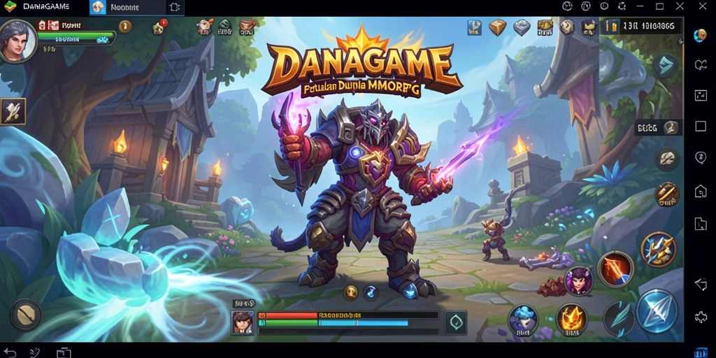 Screenshot gameplay DANAGAME yang menampilkan pertempuran epik dalam dunia MMORPG.