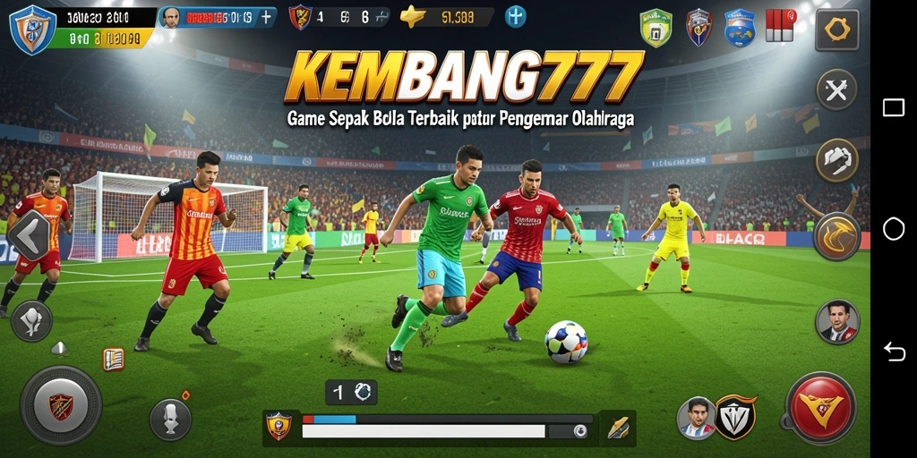 Tampilan gameplay KEMBANG777 menunjukkan aksi seru di lapangan sepak bola.