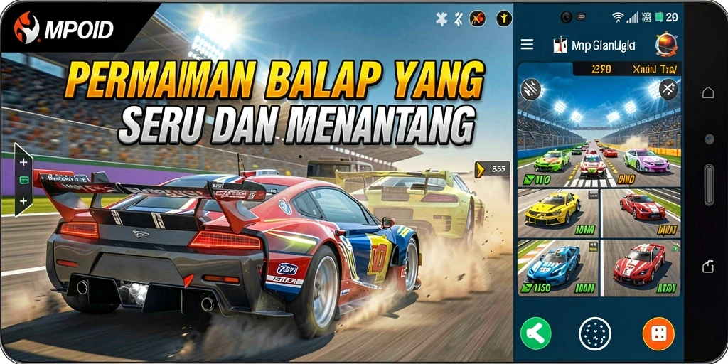 Screenshot menampilkan gameplay Racing yang seru dan mendebarkan dari MPOID.