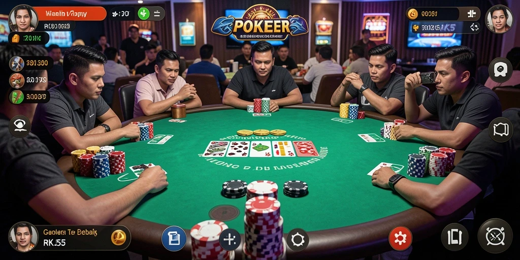 Screenshot gameplay Poker RK55 yang menarik dan menegangkan.