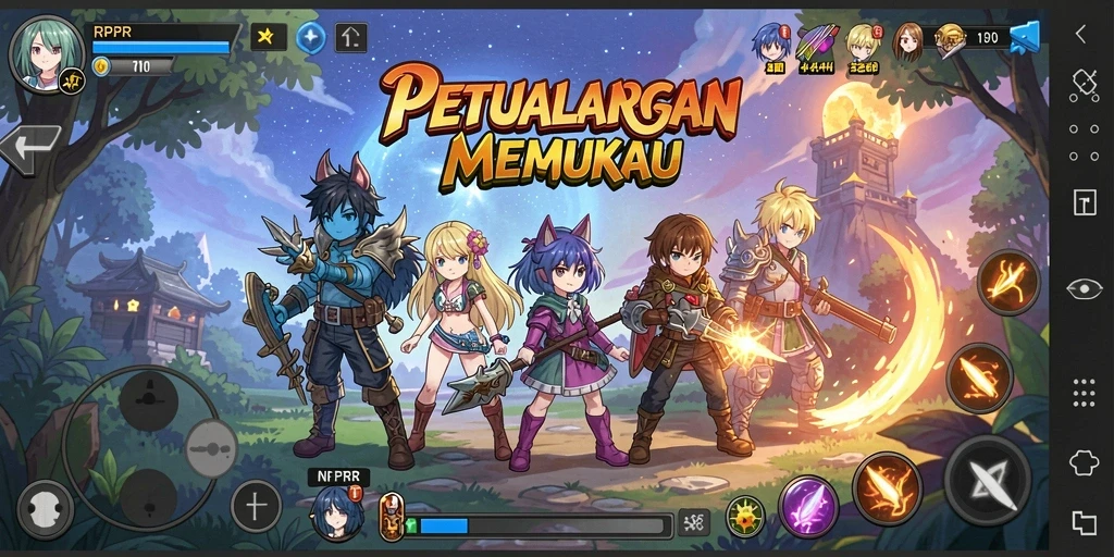 Screenshot gameplay RPRR menampilkan petualangan seru dalam dunia Anime.