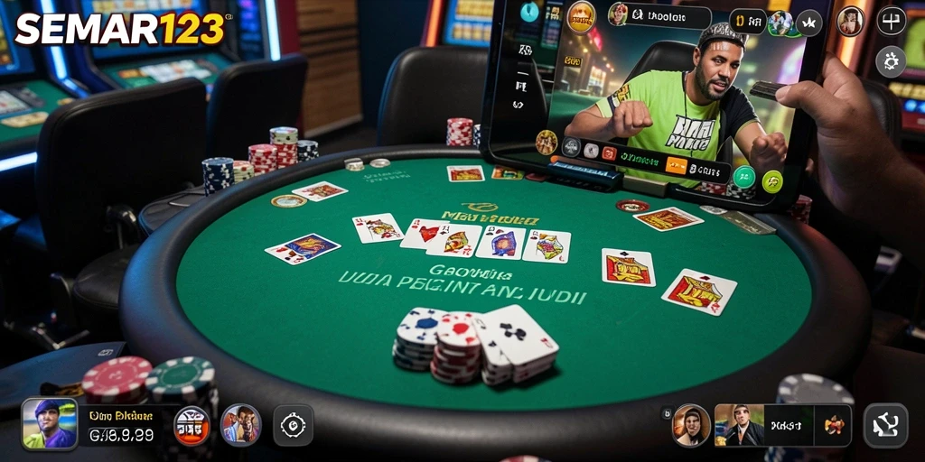 Screenshot gameplay SEMAR123 menunjukkan aksi seru dalam permainan Poker.