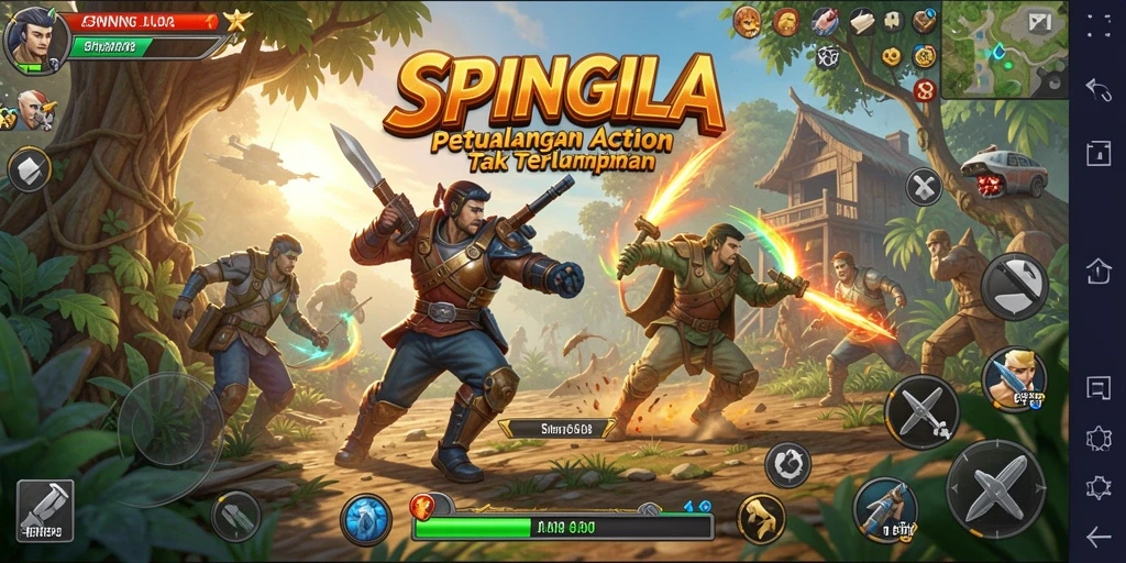 Tampilan aksi mendebarkan dalam gameplay SPINGILA yang penuh tantangan.