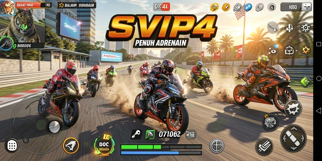Tampilan seru gameplay balapan motor di SVIP4.